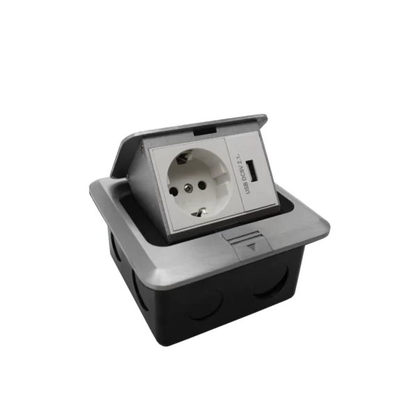 FLOOR SOCKET SCHUKO+USB 2,1A / PFS3A-2B